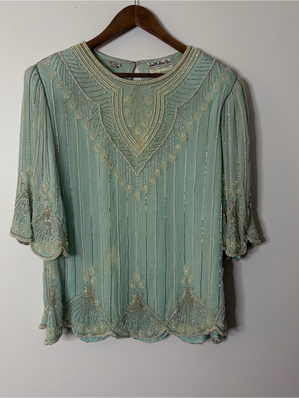 Judith Ann Bead Embellished 100% Silk Shirt 2X
